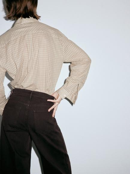 Mango High Rise Wide Leg Trousers, Chocolate - view 2, Chocolate