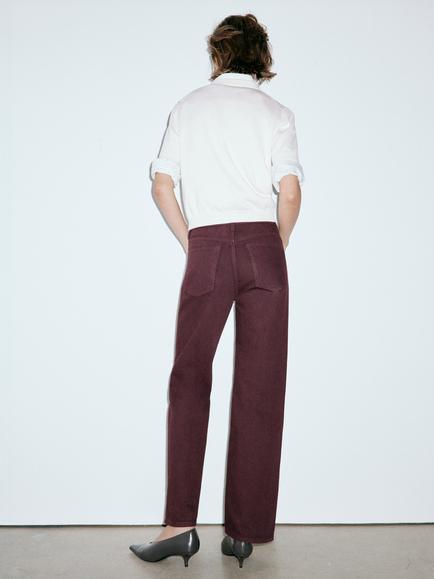 Mango Mid Rise Straight Jeans, Wine - view 2, Wine