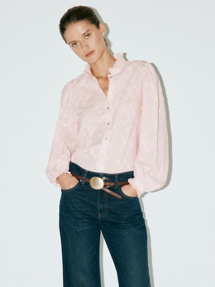 Mango Floaty Blouse, Pink, Pink