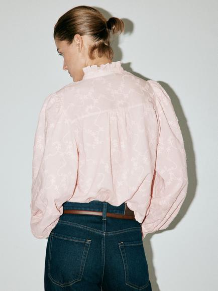 Mango Floaty Blouse, Pink - view 2, Pink