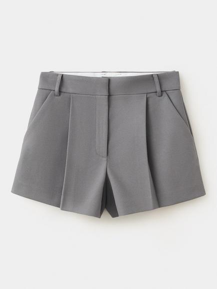 Mango Mid Rise Pleated Tailored Shorts, Grey, Grey