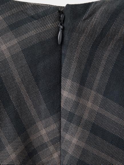 Mango Cotton Check Asymmetric Midi Skirt, Dark Grey - view 2, Dark Grey