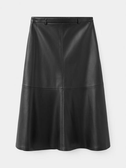 Mango Faux Leather High Waisted A-Line Midi Skirt, Black