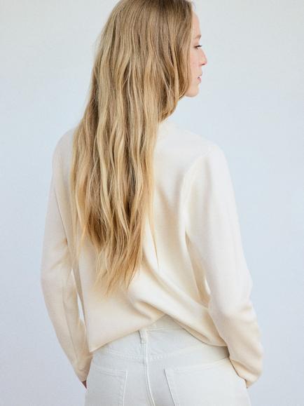 Mango Jersey Mock Neck Knit Top, Raw - view 2, Raw