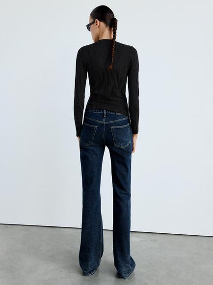 Mango Mock Neck Knit Top, Black - view 2, Black