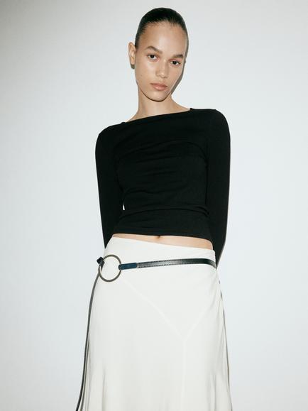 Mango Knit Top, Black