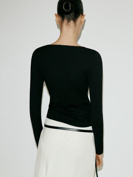 Mango Knit Top - view 2, Black