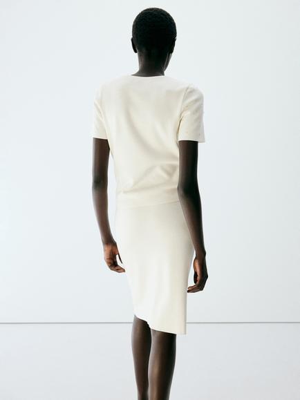 Mango Fine Knit Beaded Top, Raw - view 2, Raw