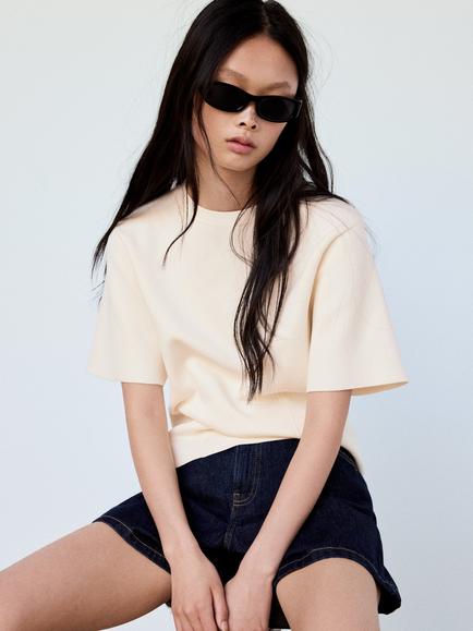 Mango Crew Neck Knit Top, Raw, Raw