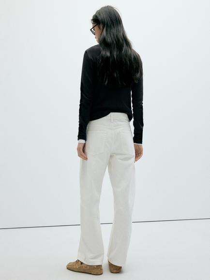 Mango Eni Cotton Long Sleeve Top - view 2, Black