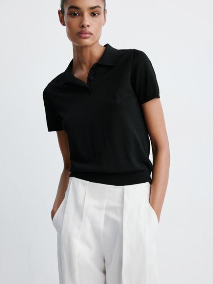 Mango Jersey Polo Shirt, Black