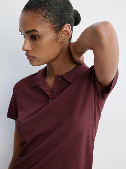 Mango Jersey Polo Shirt, Garnet