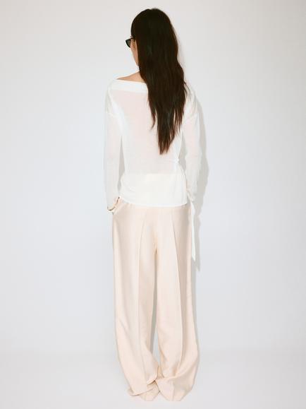 Mango Side Tie Boat Neck Long Sleeve Knit Top, Off White - view 2, Off White