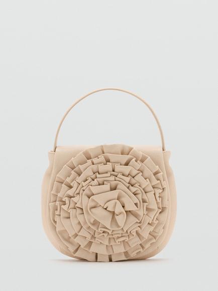 Mango Leather Rosette Cross Body Bag, Off White, Off White