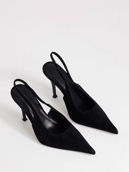 Topshop Anya Stiletto Heel Suede Court Shoes, Black - view 2, Black