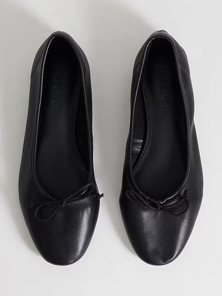 Topshop Dottie Bow Ballet Flats, Black - view 2, Black