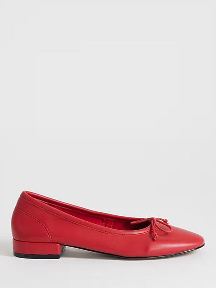 Topshop Dottie Bow Ballet Flats, Red, Red