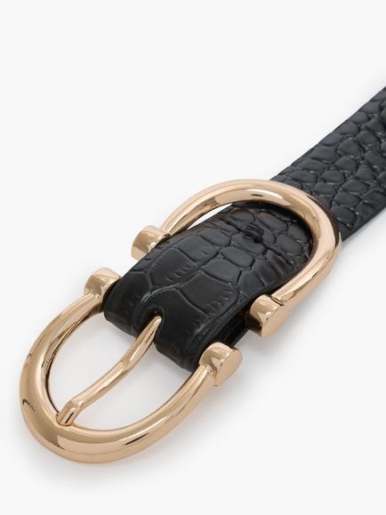 French Connection Croc Effect Belt, Black - view 2, Black Croc