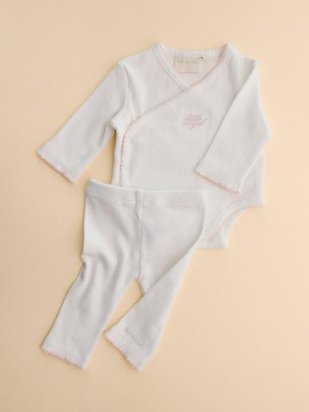 Oat & Marl Baby Little Angel Legging Set, White And Pale Pink, White And Pale Pink