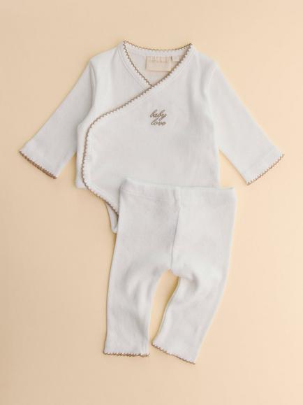 Oat & Marl Baby Love Legging Set, White And Brown, White And Brown