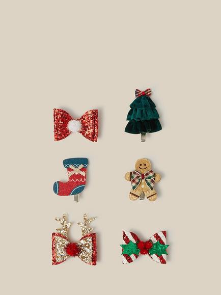 Monsoon Kids' Christmas Hair Clips, Pack of 6, Multi