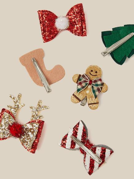 Monsoon Kids' Christmas Hair Clips, Pack of 6 - view 2, Multi