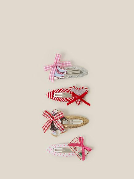Monsoon Kids' Festive Hair Clips, Pack of 4, Multi