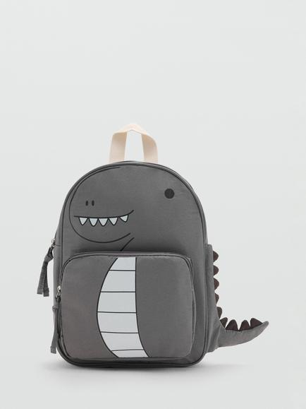 Mango Kids' Dinosaur Backpack, Grey, Grey