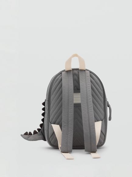 Mango Kids' Dinosaur Backpack, Grey - view 2, Grey