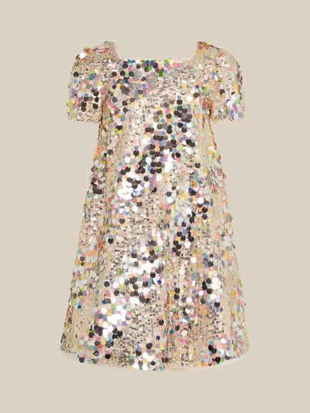 Monsoon Kids' Zoe Rainbow Sequin Party Dress, Multi, Multi
