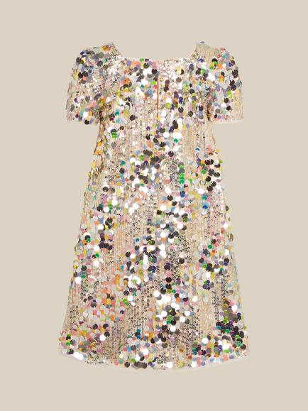 Monsoon Kids' Zoe Rainbow Sequin Party Dress, Multi - view 2, Multi
