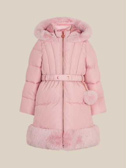 Monsoon Kids' Faux Fur Padded Coat, Pink, Pink