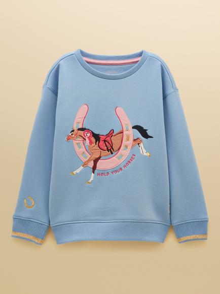 Joules Kids' Horse Applique Sweatshirt, Blue, Blue