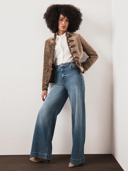 Mint Velvet Stand Collar Velvet Jacket, Khaki, Khaki