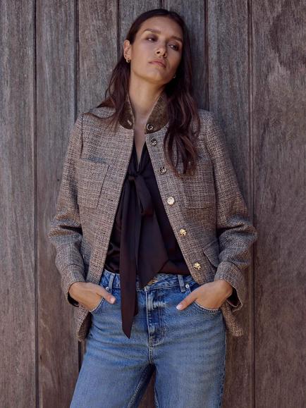 Mint Velvet Textured Heritage Jacket, Natural, Natural
