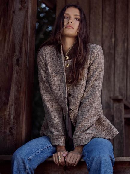 Mint Velvet Textured Heritage Jacket, Natural - view 2, Natural