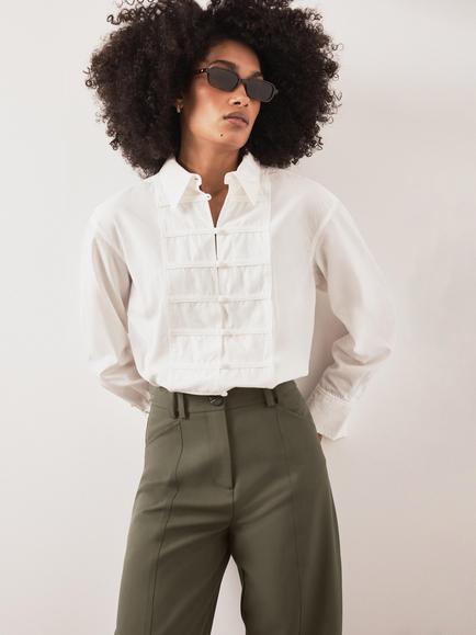 Mint Velvet Knot Button Shirt, White - view 2, White