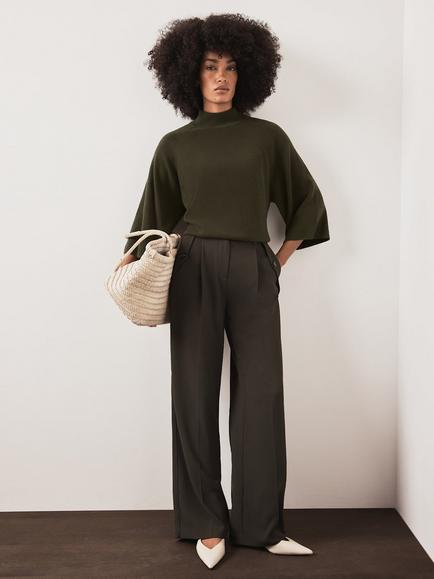 Mint Velvet Batwing Sleeve Knit Top, Green, Green