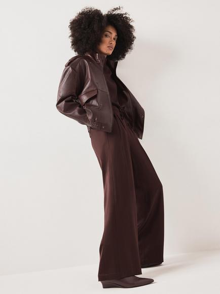 Mint Velvet Tailored Wide Leg Trousers, Burgundy - view 2, Burgundy