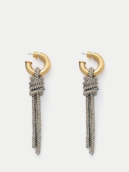 Jigsaw Sparkle Cord Earrings, Gold