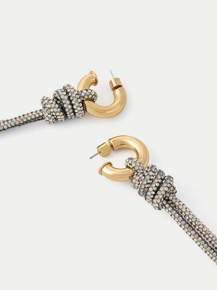 Jigsaw Sparkle Cord Earrings - view 2, Gold