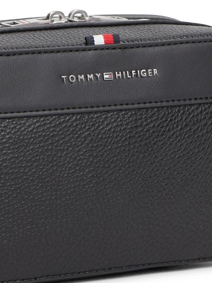 Tommy Hilfiger Metal Logo Pebble Grain Faux Leather Wash Bag, Black - view 2, Black
