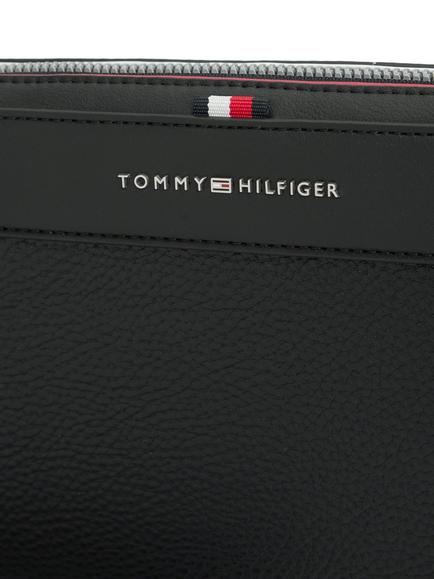 Tommy Hilfiger Metal Logo Textured Pouch Purse, Black - view 2, Black