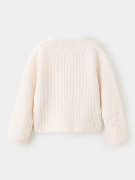 Mango Kids' Ribbed Cardigan, Pearl - view 2, Pearl