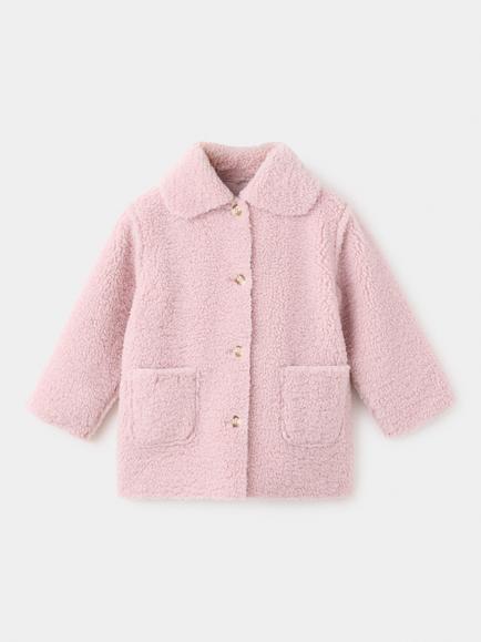 Mango Baby Plush Teddy Button Front Coat, Pink, Pink