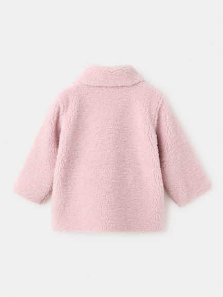 Mango Baby Plush Teddy Button Front Coat, Pink - view 2, Pink