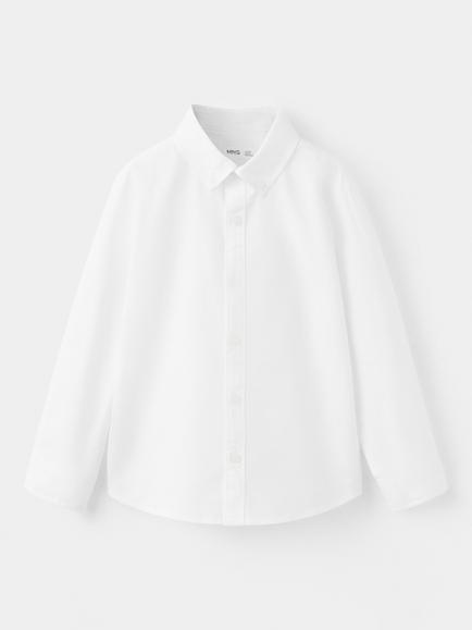 Mango Kids' Camisa Long Sleeve Cotton Shirt, White