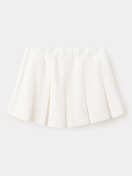 Mango Kids' Falda Pleated Cotton Blend Skirt, Off White, Off White