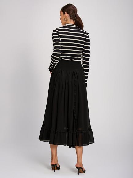Jolie Moi Chiffon Maxi Skirt, Black - view 2, Black