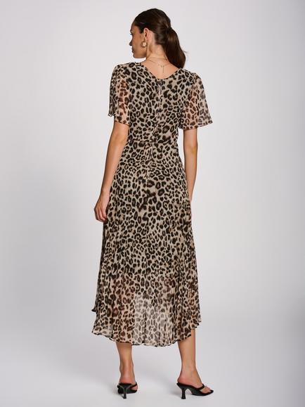 Jolie Moi Angel Sleeve Animal Print Midi Dress, Multi - view 2, Multi